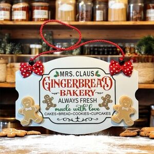 Mrs Claus Gingerbread Bakery Metal Sign Red And Green New